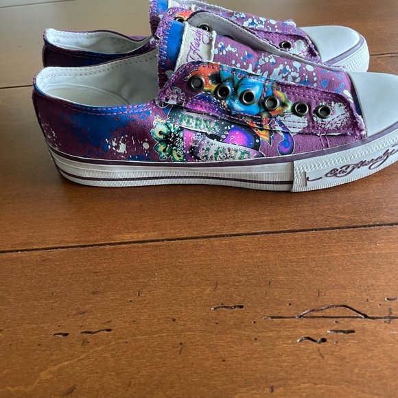Ed Hardy Y2K Eternal Love Painted Slipons Women’s Size 7 - Picture 4 of 7